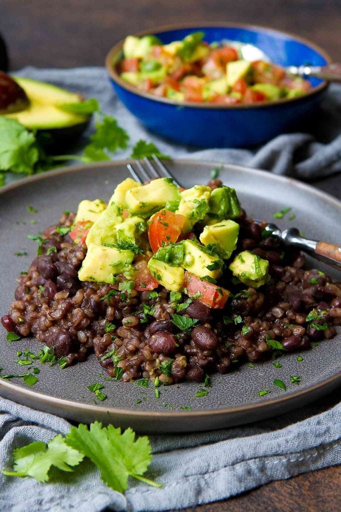 Black Beans and Brown Rice With Avocado Salsa
