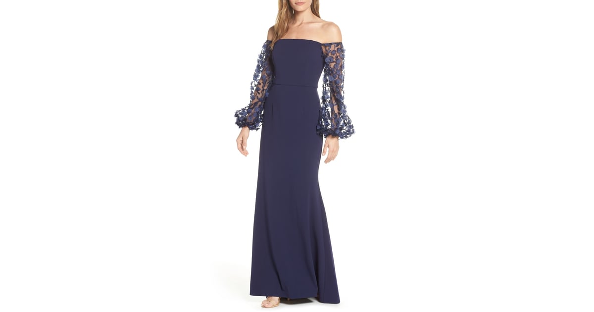 eliza j one shoulder scuba gown