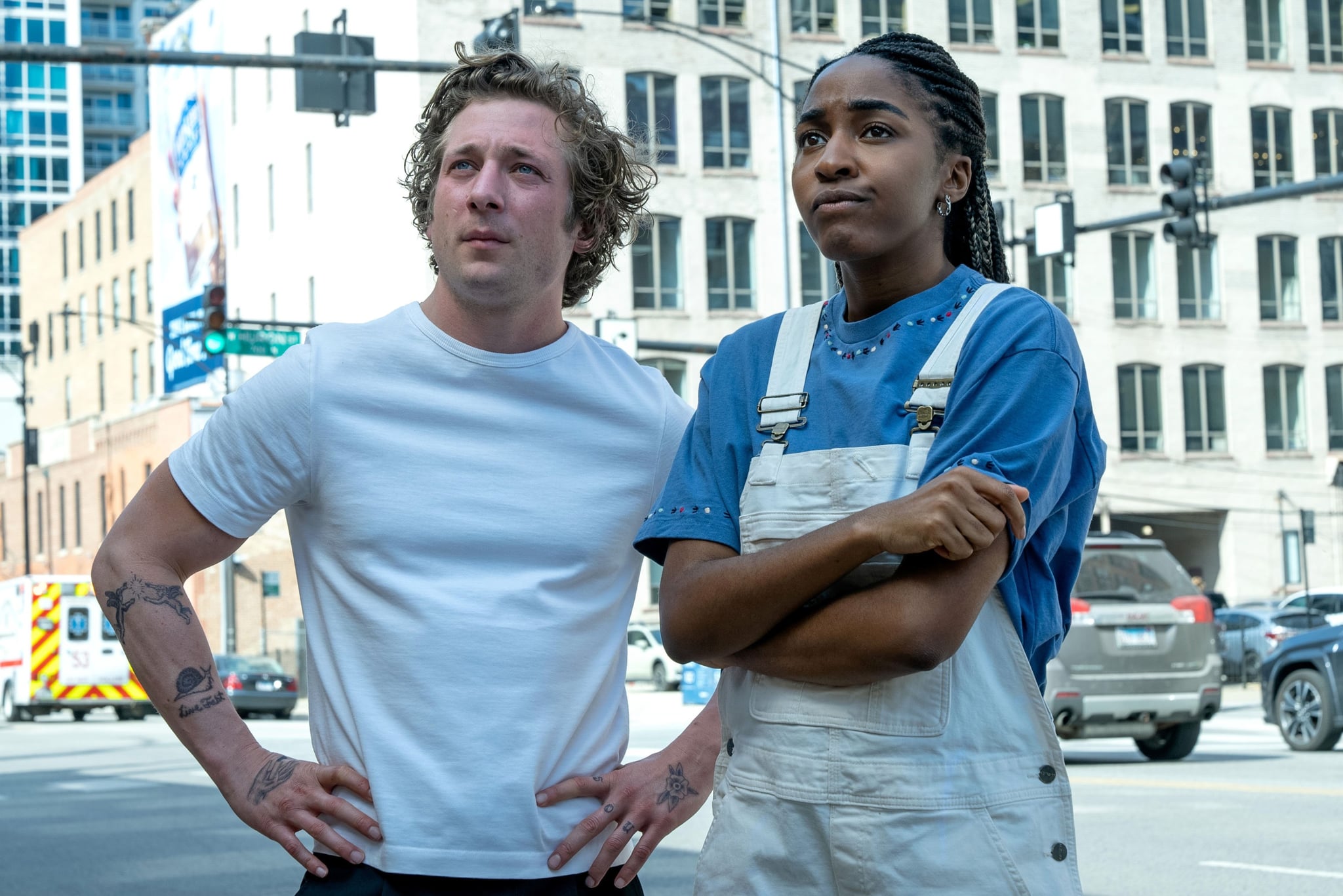 THE BEAR, from left: Jeremy Allen White, Ayo Edebiri, 'Beef', (Season 2, ep. 201, aired June 22, 2023). photo: Chuck Hodes / FX on Hulu / Courtesy Everett Collection