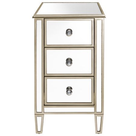 Accentrics Home Mirrored Chairside Table With Gold Trim