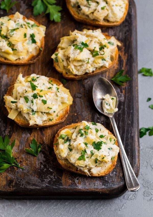 Crab Artichoke Toasts