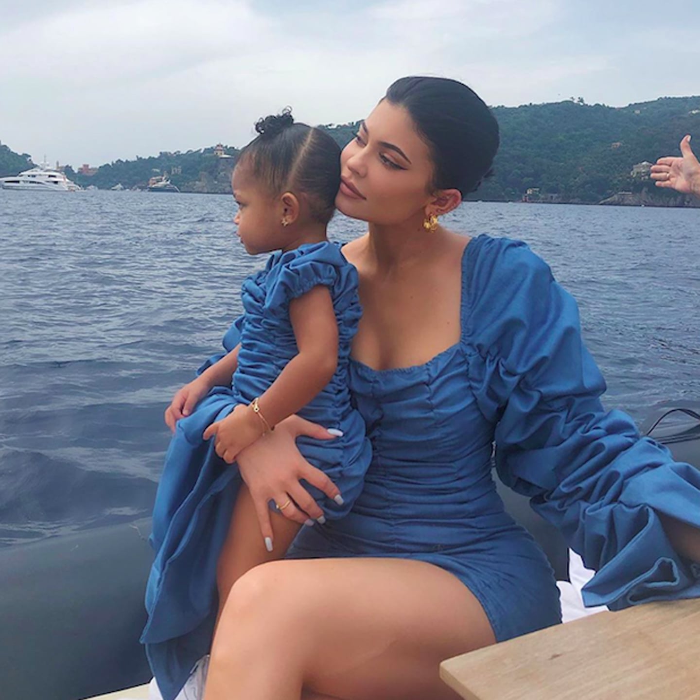 Kylie Jenner and Stormi Matching in Blue Dresses in Italy | POPSUGAR Fashion