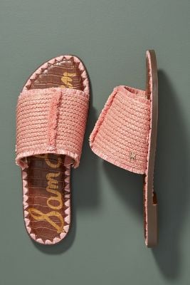 Sam Edelman Ribbed Raffia Slide Sandals