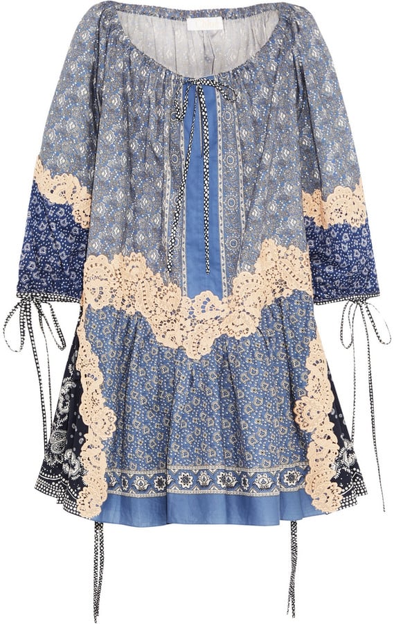 Chloé Printed Lace-Appliquéd Cotton and Silk-Blend Voile Mini Dress ($2,050)