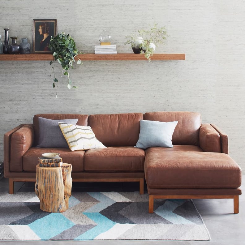 West Elm Dekalb Leather 2-Piece Chaise Sectional