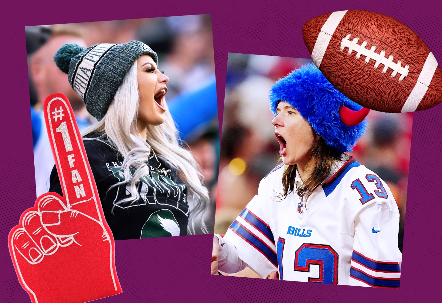 Women football fans collage.