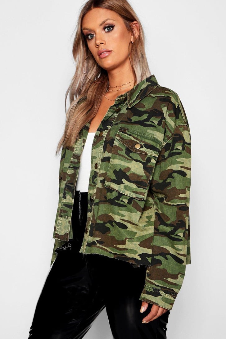 Boohoo Camo Raw Edge Jacket | Victoria Beckham Camo Jacket on Instagram ...