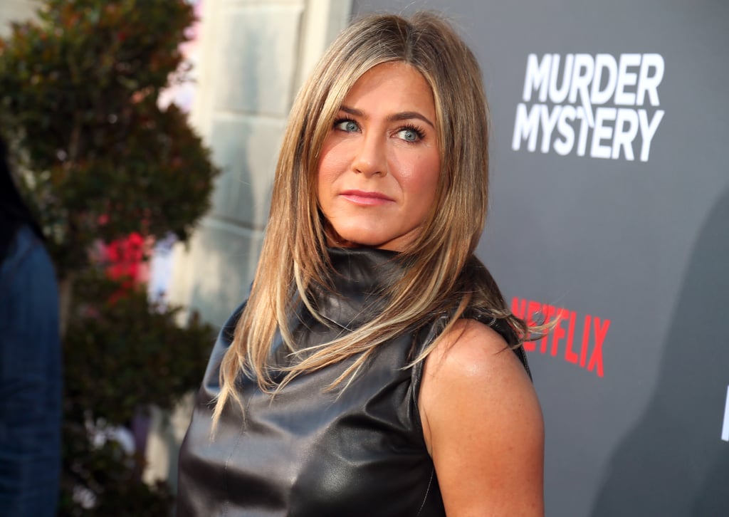 Jennifer Aniston Black Leather Dress Murder Mystery Premiere