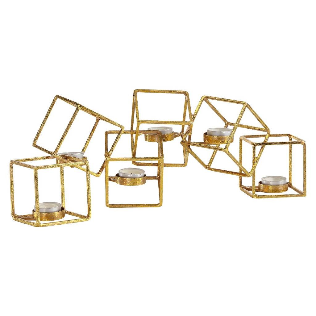Danya B Sparkling Six Cube Candle Holder, Gold ($40)