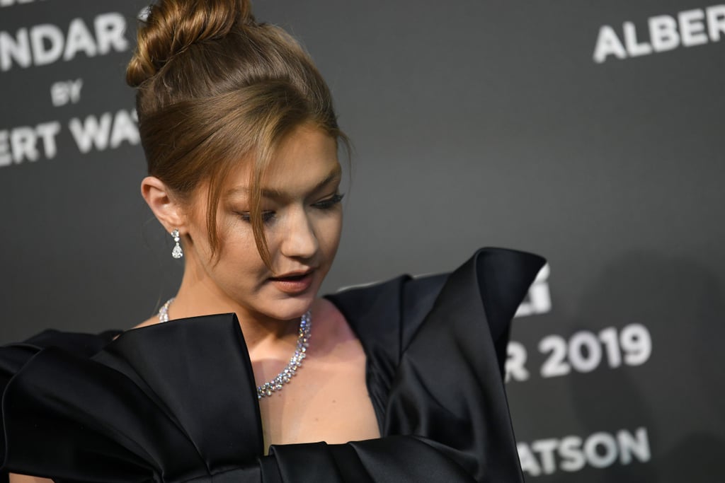 Gigi Hadid Black Zac Posen Dress at Pirelli Calendar Event