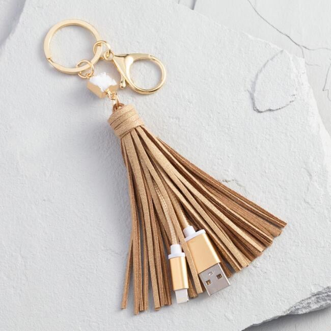 World Market iPhone Charger Tassel Keychain