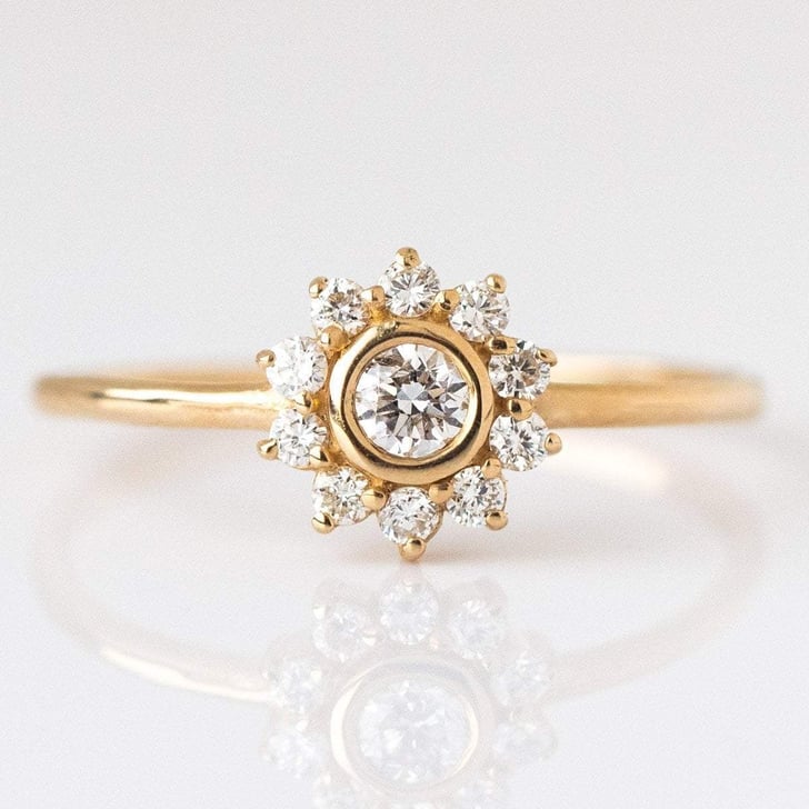14k Gold Diamond Sunflower Ring | Unique Engagement Rings 2020 ...