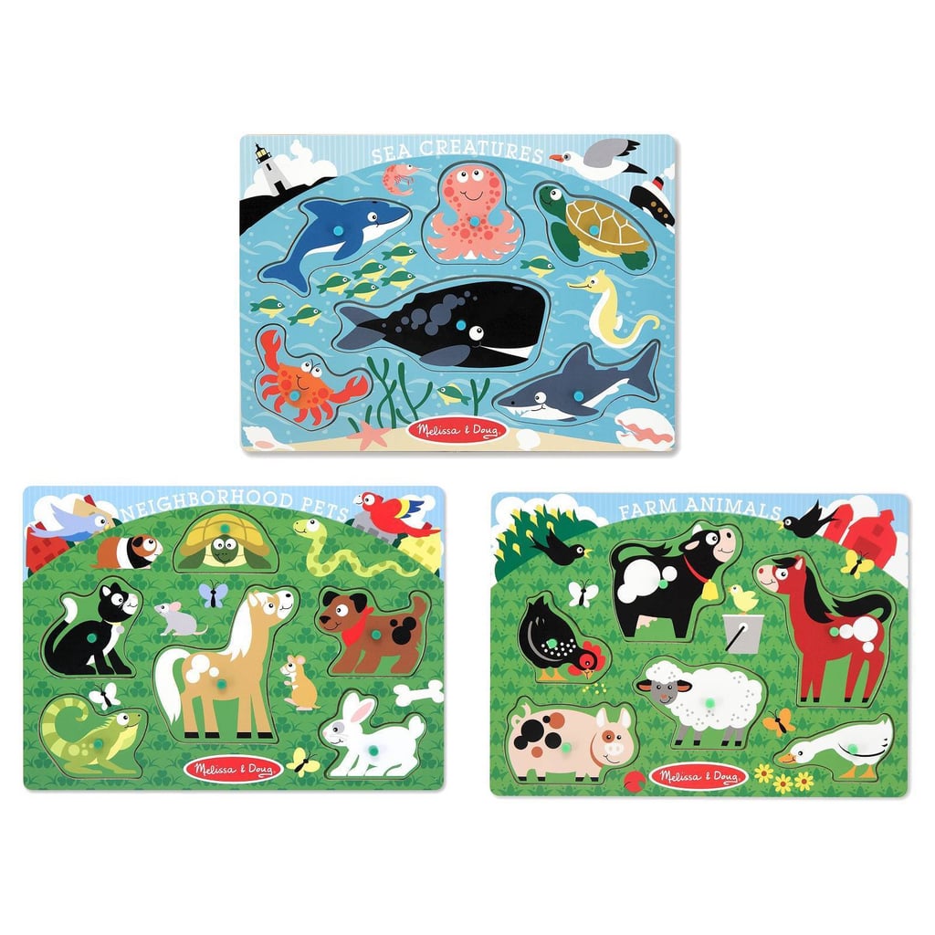 Melissa & Doug Peg Puzzle Bundle — Farm Animals, Pets and Sea Creatures ($24)