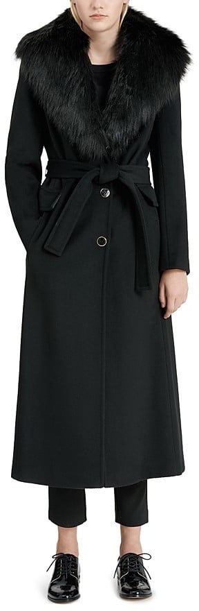 Calvin Klein Faux Fur Trim Wrap Coat