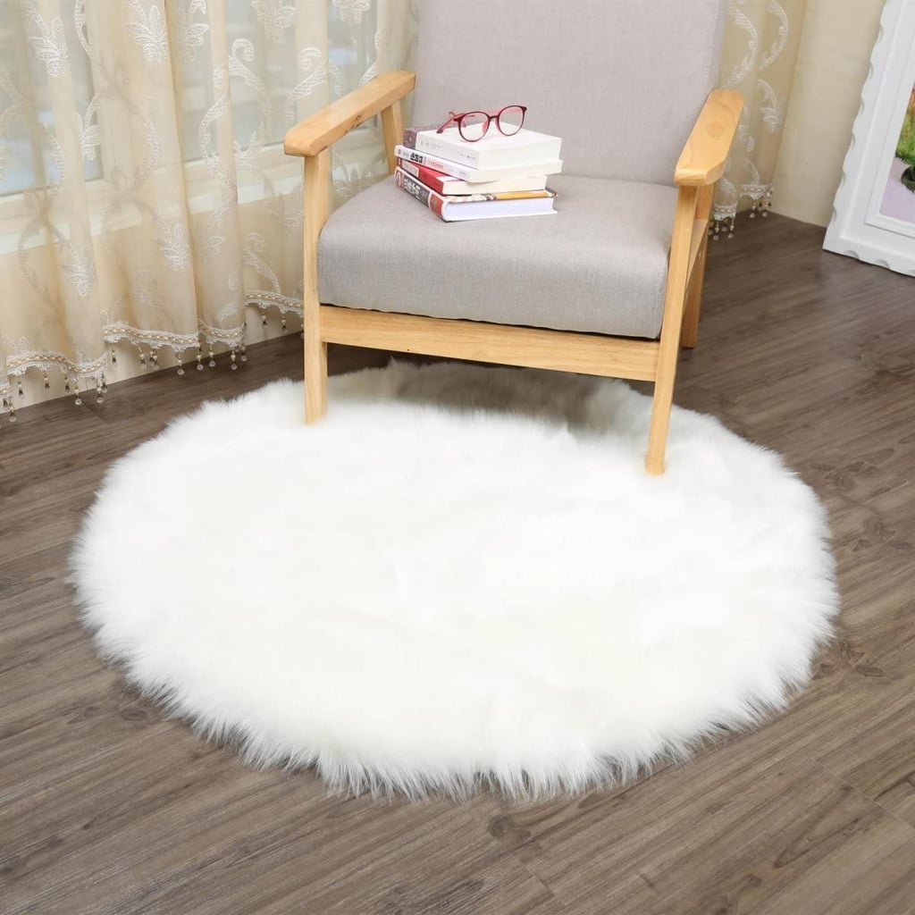 Round Faux Fur Sheepskin Rug