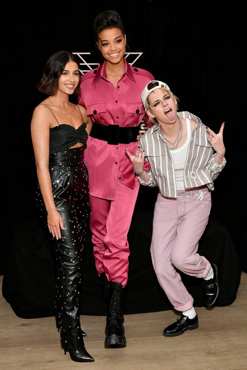 Naomi Scott, Ella Balinska, and Kristen Stewart at a Charlie's Angels Photocall