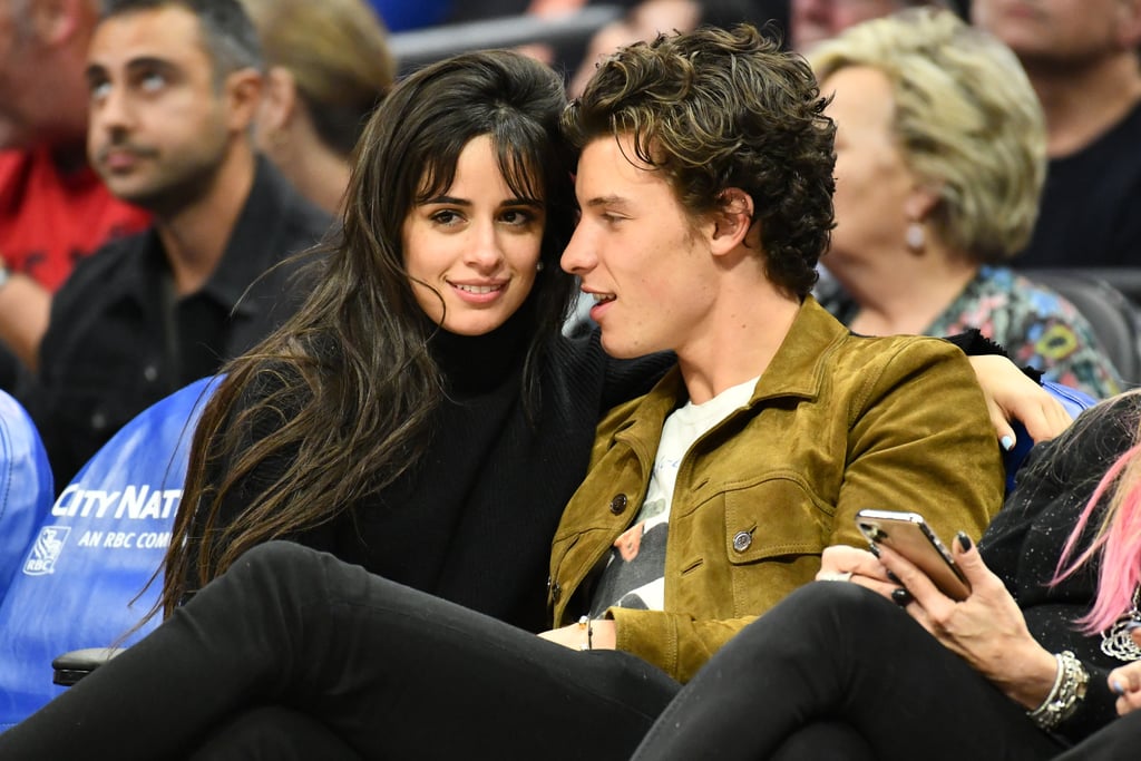 Camila Cabello and Shawn Mendes at a basketball game between the Clippers and the Raptors