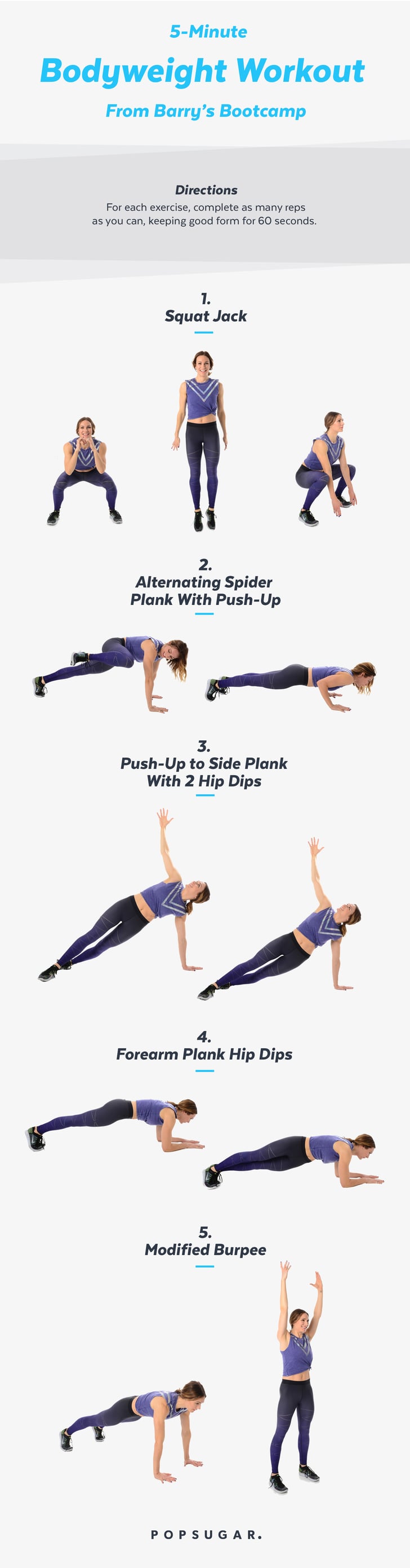 5Minute Bodyweight Workout From Barry's Bootcamp POPSUGAR Fitness