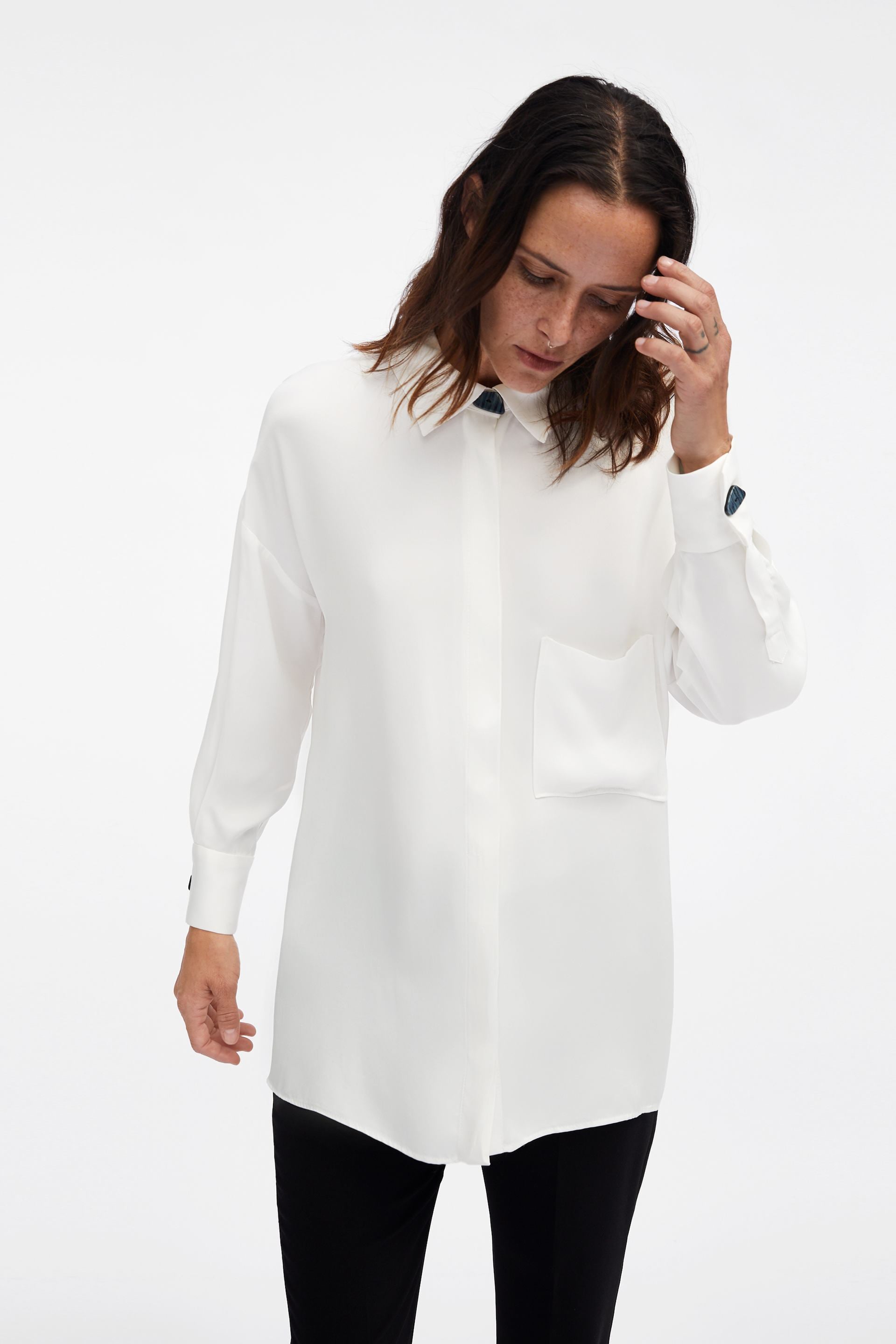 white satin blouse zara