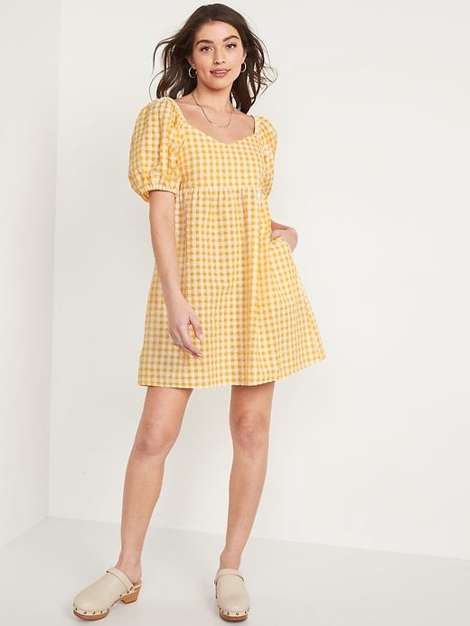 Old Navy Fit & Flare Puff-Sleeve Seersucker Mini Dress