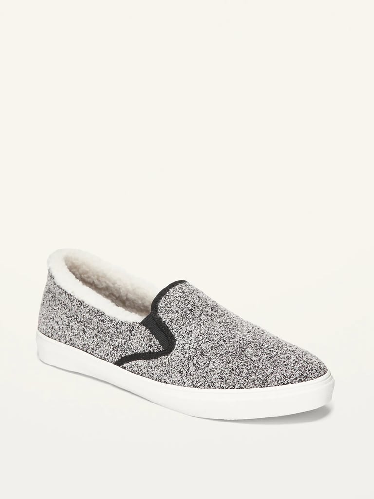 OId Navy Textured Bouclé Slip-On Sneakers