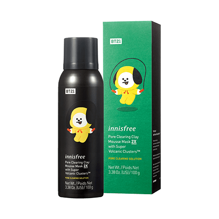 Innisfree BT21 Limited Clearing Clay Mousse Mask 2X With Super Volcanic Clusters in Chimmy