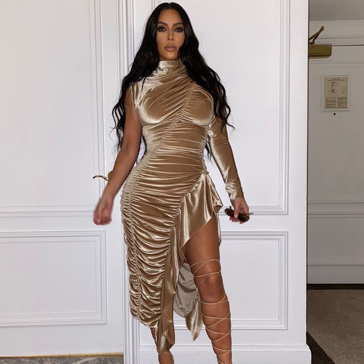 Kim Kardashian's Strappy Lace-Up Heels 