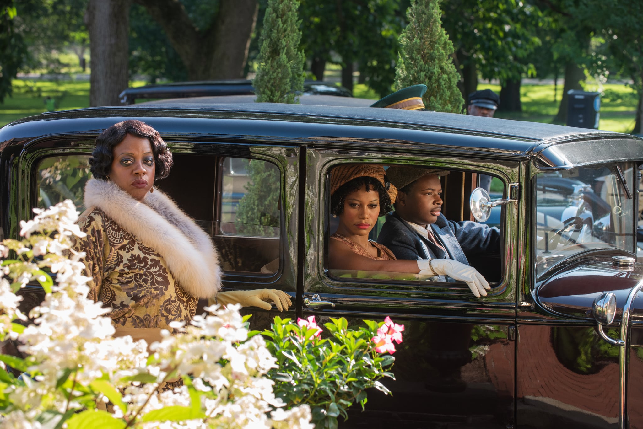 Ma Rainey's Black Bottom (2020): (L to R) Viola Davis as Ma Rainey, Taylour Paige as Dussie Mae, and Dusan Brown as Sylvester.Cr. David Lee / Netflix