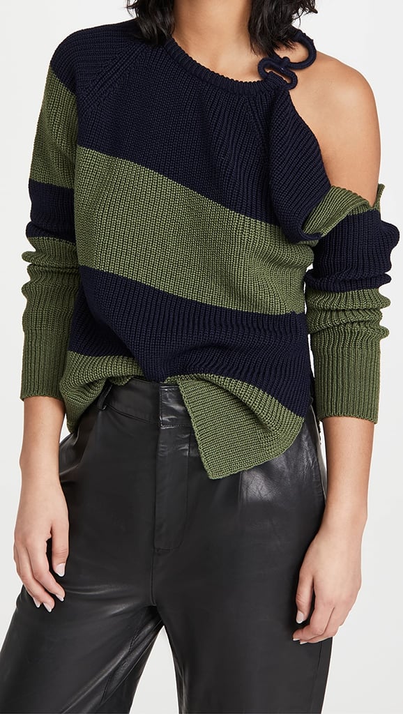 Monse Stripe Buckle Shoulder Sweater