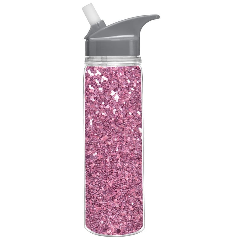 Slant Pink Glitter Water Bottle