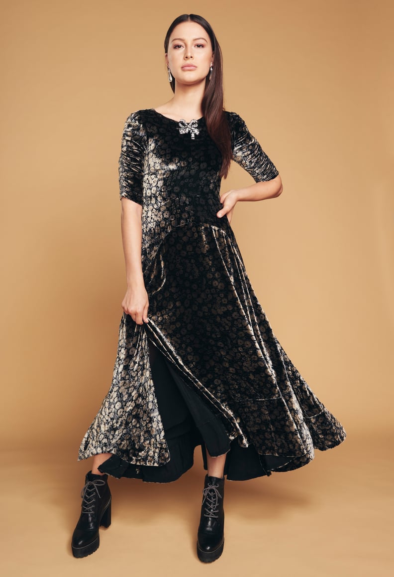 Another velvet dress — but this time patterned