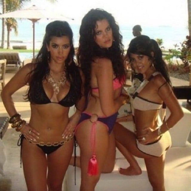 Kim posted a pic of her swimsuit-clad sisters.
Source: Instagram user kimkardashian