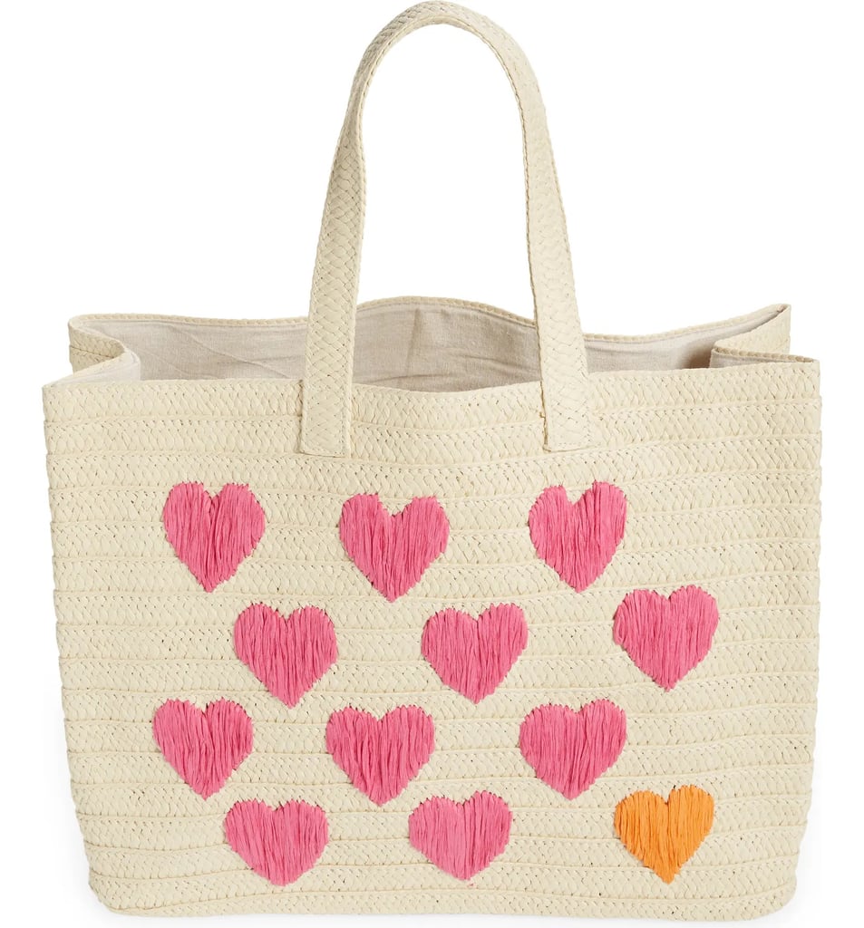 A Heart Tote: Btb Los Angeles Be Mine Straw Tote