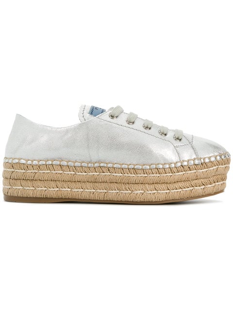 Prada Platform Leather Espadrilles