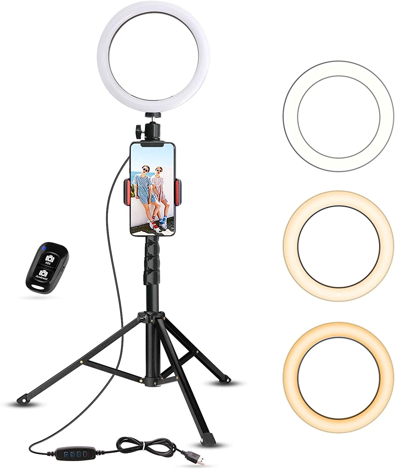 UBeesize Selfie Ring Light with Tripod Stand Cell Phone Holder