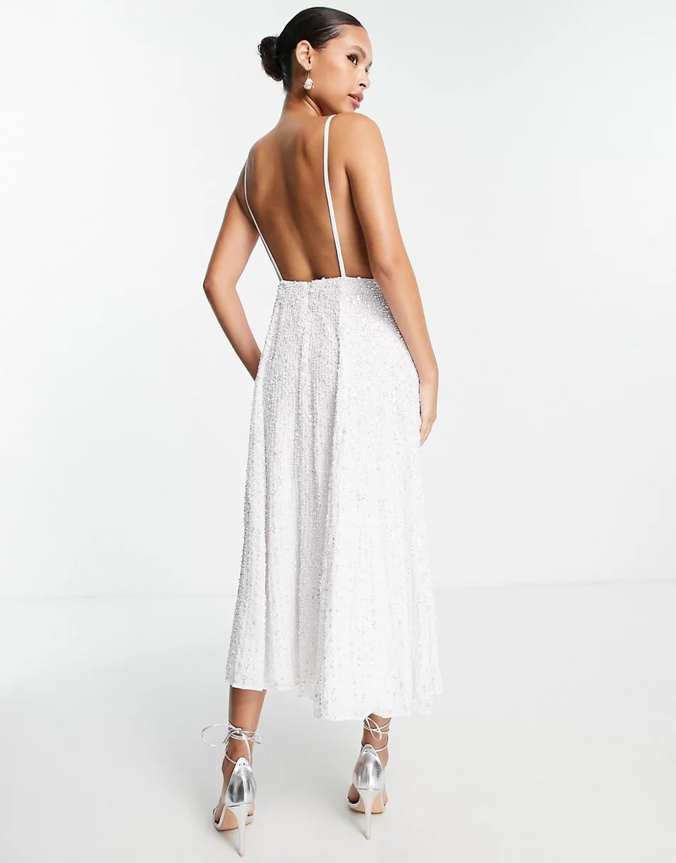 ASOS Edition Eva Embellished Cami Midi Wedding Dress, 10 Backless Wedding  Dresses That Are Playful Yet Elegant
