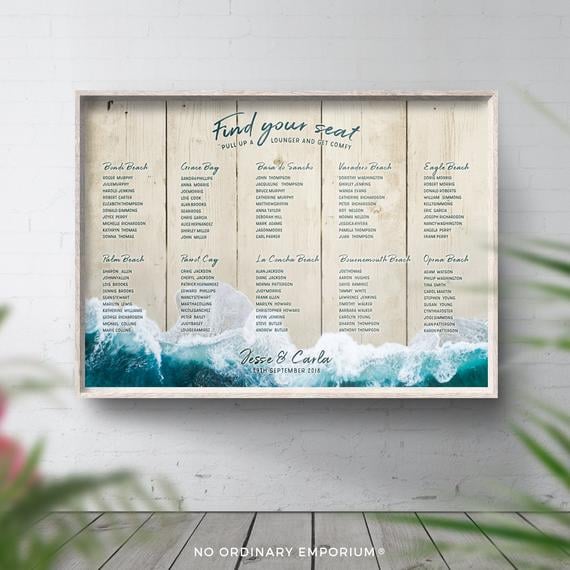 Beach-Themed Wedding Table Plan