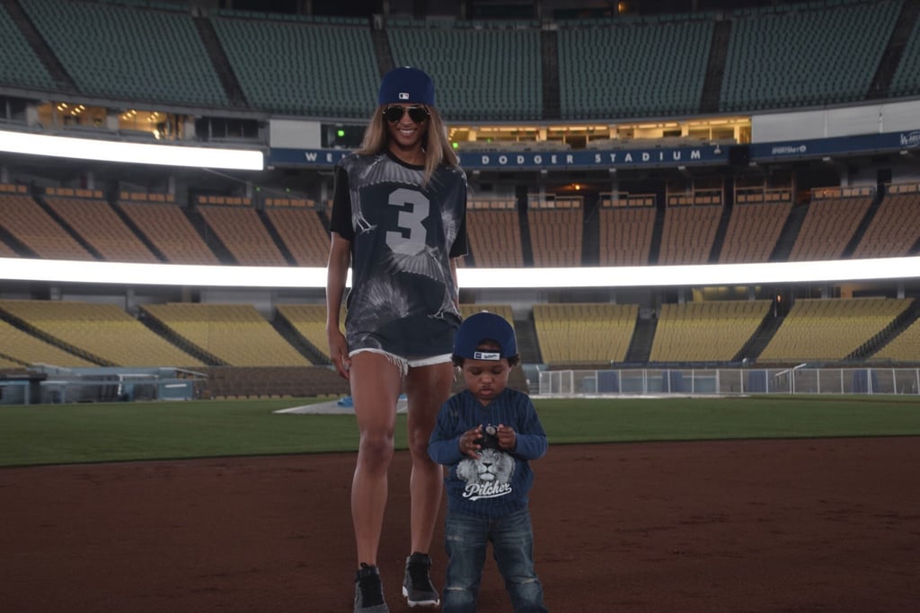 Ciara With Russell Wilson and Son at LA Dodgers Game