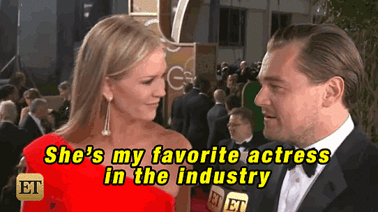 At the 2016 Golden Globe Awards, Leo gushed about Kate when talking to Entertainment Tonight's Nancy O'Dell. "She's my favorite actress in the industry," he said with a sweet smile.
