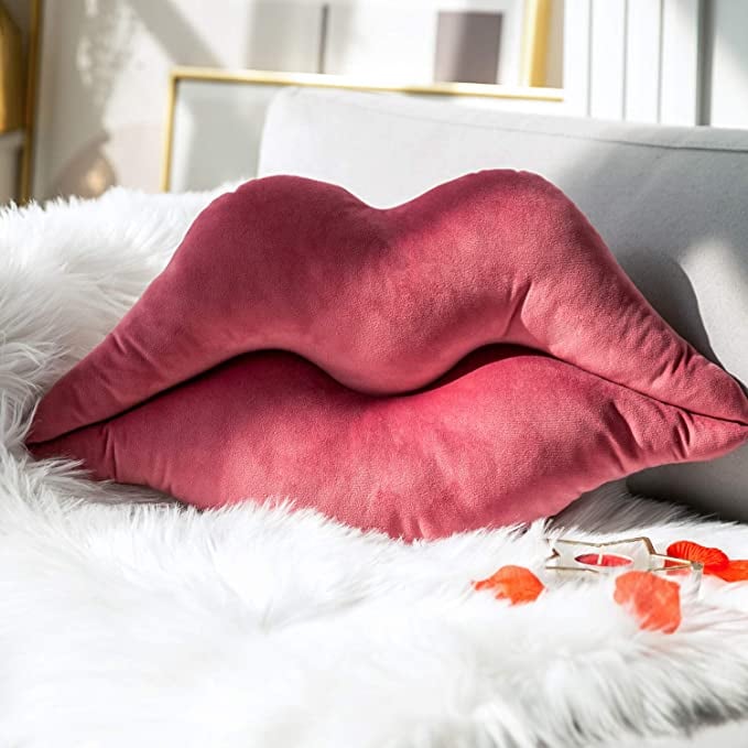 A Bold Pillow: Ashler 3D Lips Throw Pillow