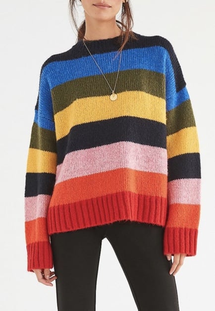 UO Kari Rainbow Striped Oversized Sweater