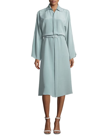 Ralph Lauren Collection Karen Long-Sleeve Belted Silk Shirtdress
