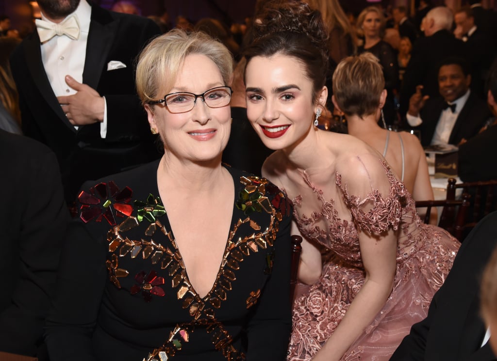 Meryl Streep and Lily Collins posed for a cute photo inside in 2017.