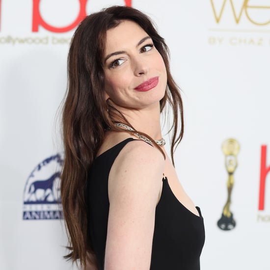 Anne Hathaway's Black Versace Dress at Beauty Awards