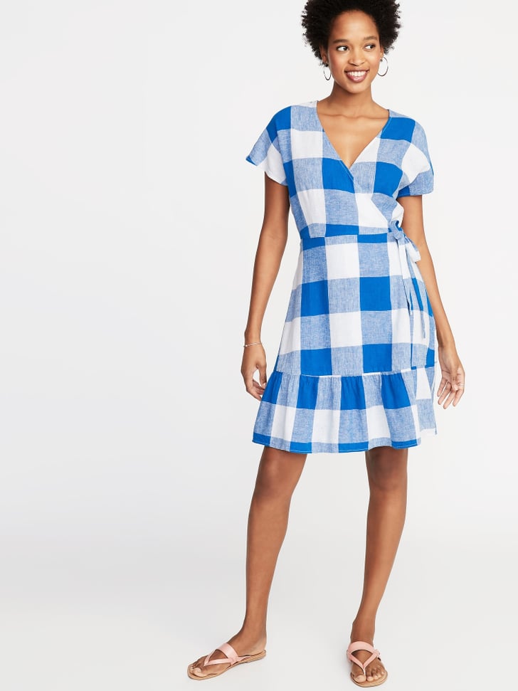 Old Navy Waist-Defined Wrap-Front Gingham Dress | The Most Stylish Old ...