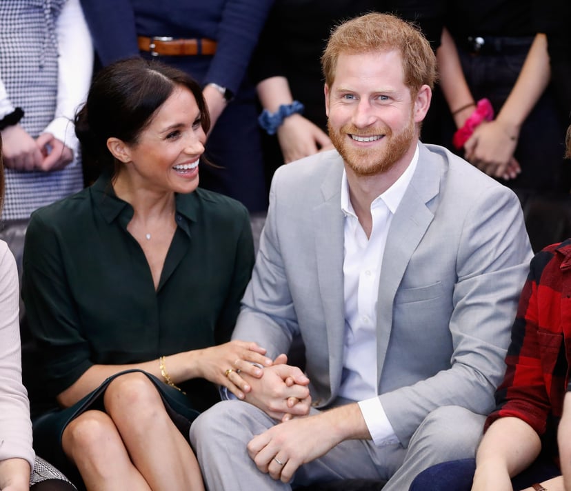 PEACEHAVEN, UNITED KINGDOM - OCTOBER 03:  (EDITORS NOTE: Retransmission with alternate crop.)  Meghan, Duchess of Sussex and Prince Harry, Duke of Sussex make an official visit to the Joff Youth Centre in Peacehaven, Sussex on October 3, 2018 in Peacehave