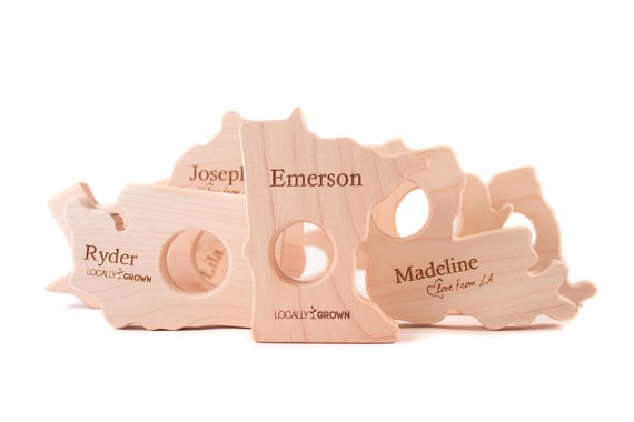Personalized US State Wooden Teether