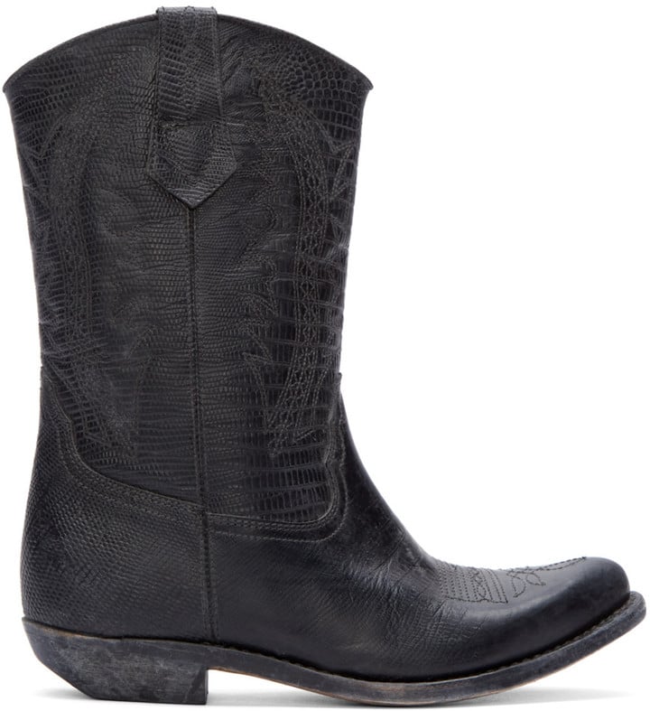 Golden Goose Deluxe Brand Black Leather Victoria Cowboy Boots