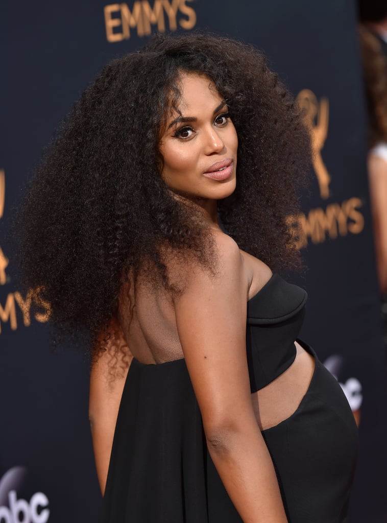 She showed off her growing baby bump at the Emmys in September 2016.