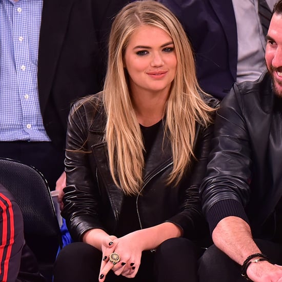 Kate Upton Wearing Leather Jacket at the Knicks Game